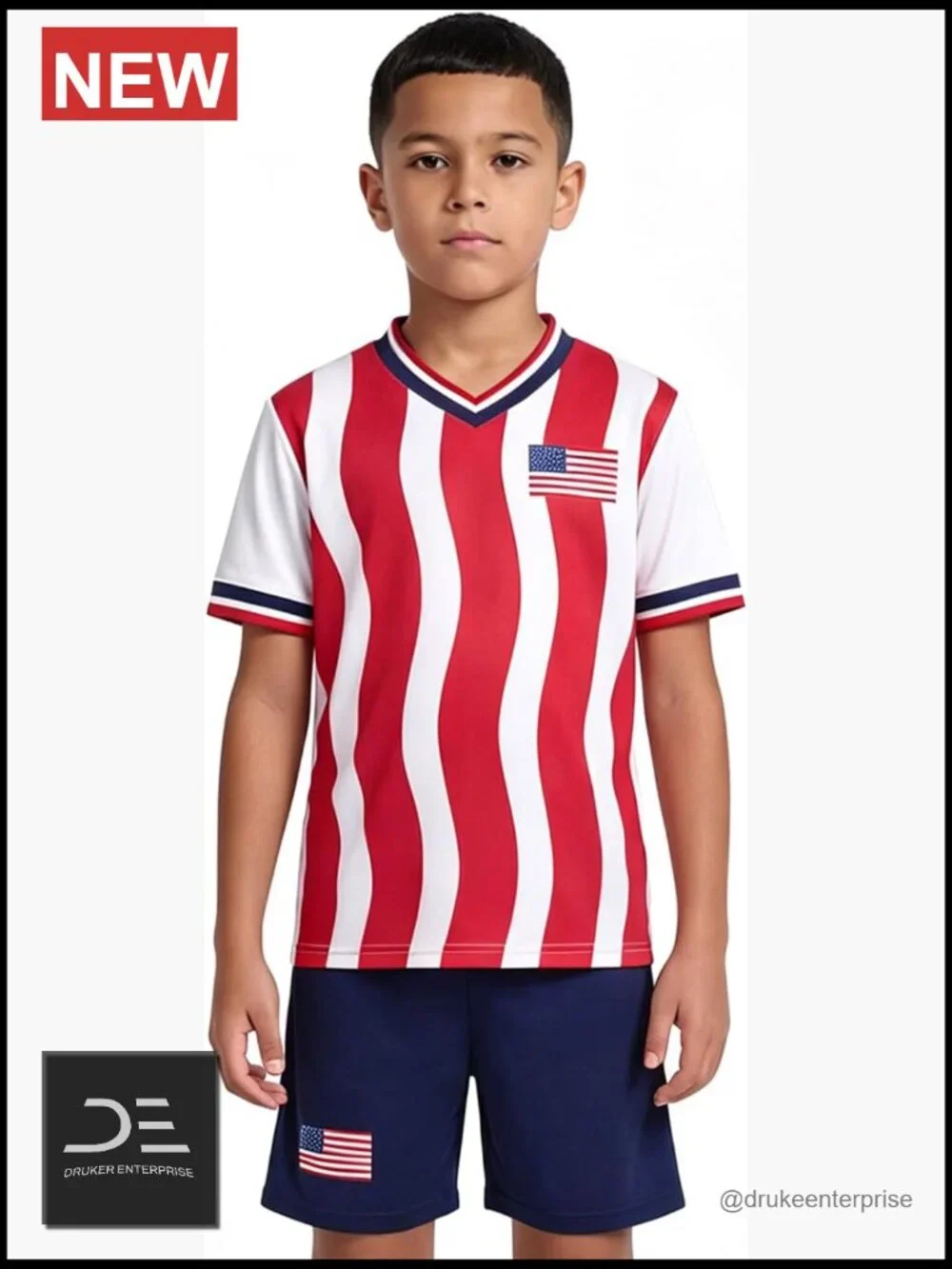 Kids USA Flag Soccer Jersey & Shorts Uniform Set